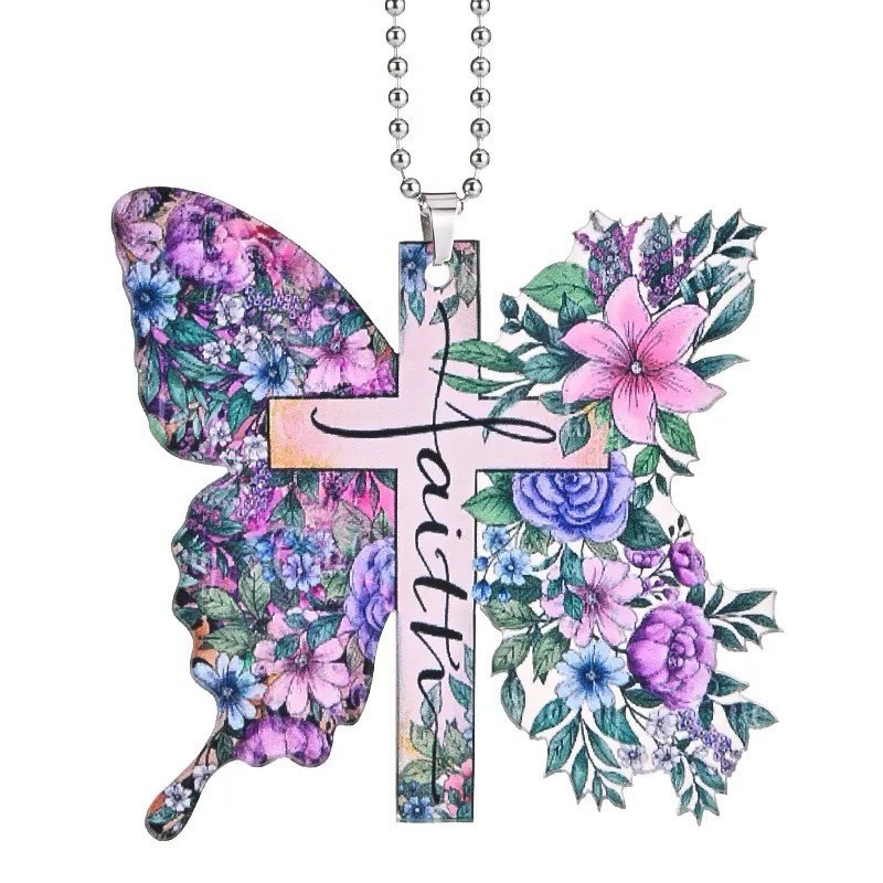 Transfronterizo nuevo creativo mariposa acrílico decoración interior del automóvil colgante mochila llavero decoración del hogar image 12