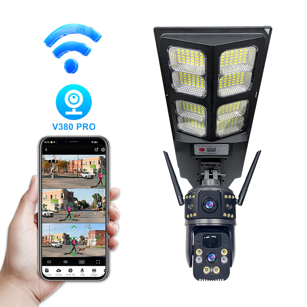 Cámara de Vigilancia PTZ con Lámpara Solar V380 4G de ABS, Doble Lente e Impermeable para Exteriores