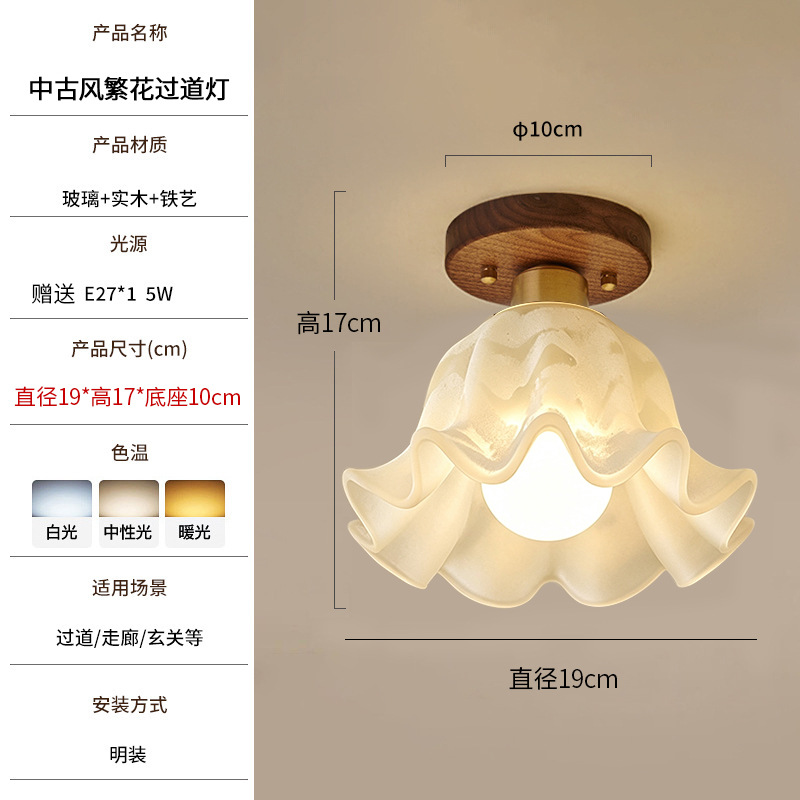 Lámpara de techo con flecos estilo medieval de hierro, vidrio y acrílico con luz LED para sala de estar y dormitorio
