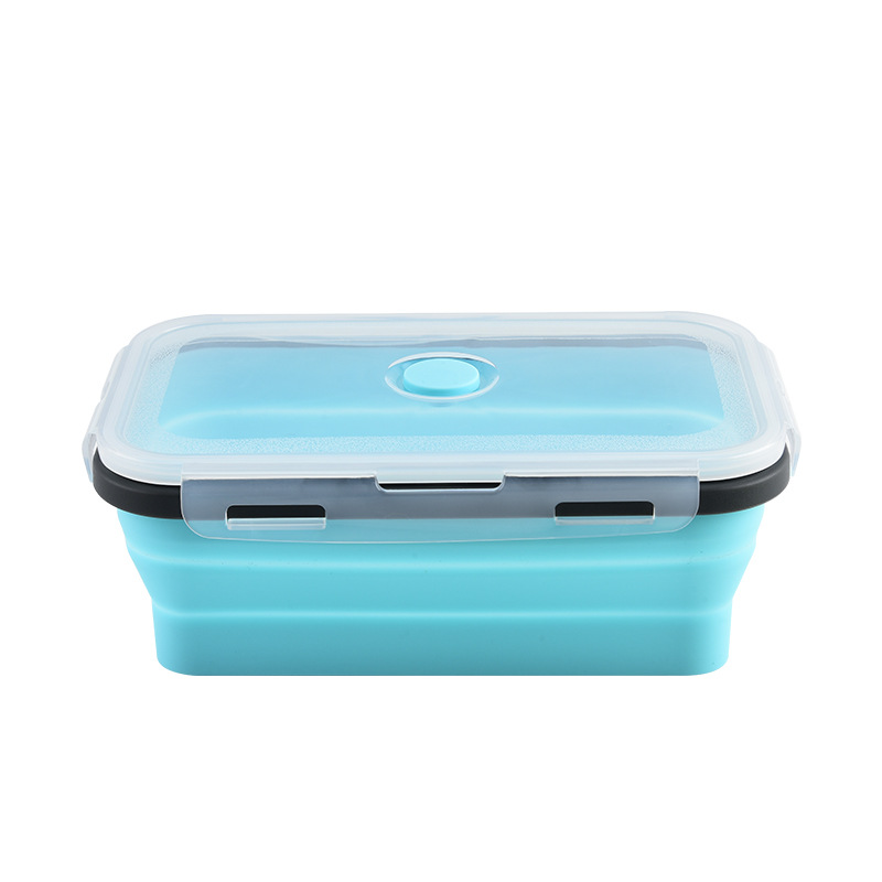 Fábrica directa caja de almuerzo de silicona plegable de grado alimenticio microondas caja de almuerzo caja de almacenamiento caja de preservación caja de almuerzo