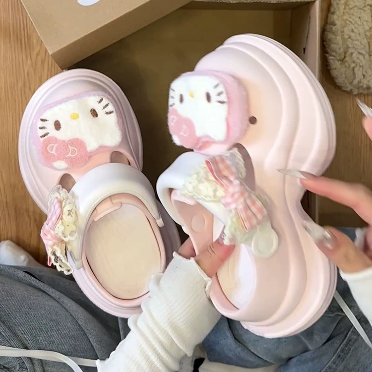 Hello Kitty, мультяшные летние модные универсальные удобные тапочки, 2025 год