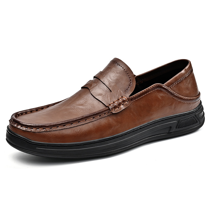 2024 otoño zapatos de hombre de tamaño grande zapatos de cuero casuales de negocios con suela suave antideslizante de mediana edad zapatos de papá para hombres con suela gruesa