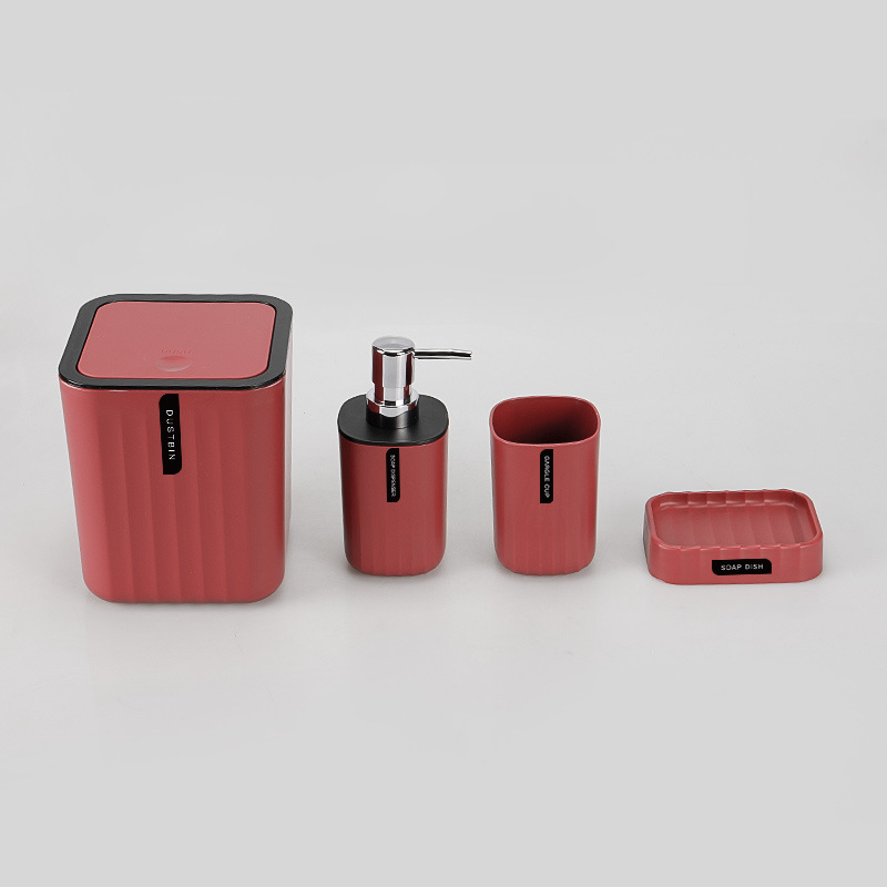 Patrón de onda de lavado de cuatro piezas de basura puede enjuague bucal Taza caja de jabón caja de regalo suministros de baño simples conjunto de cuatro piezas