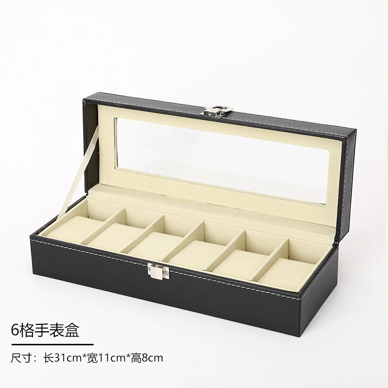 25 Slot Leather Watch Box Glass Top Watch Jewelry Display