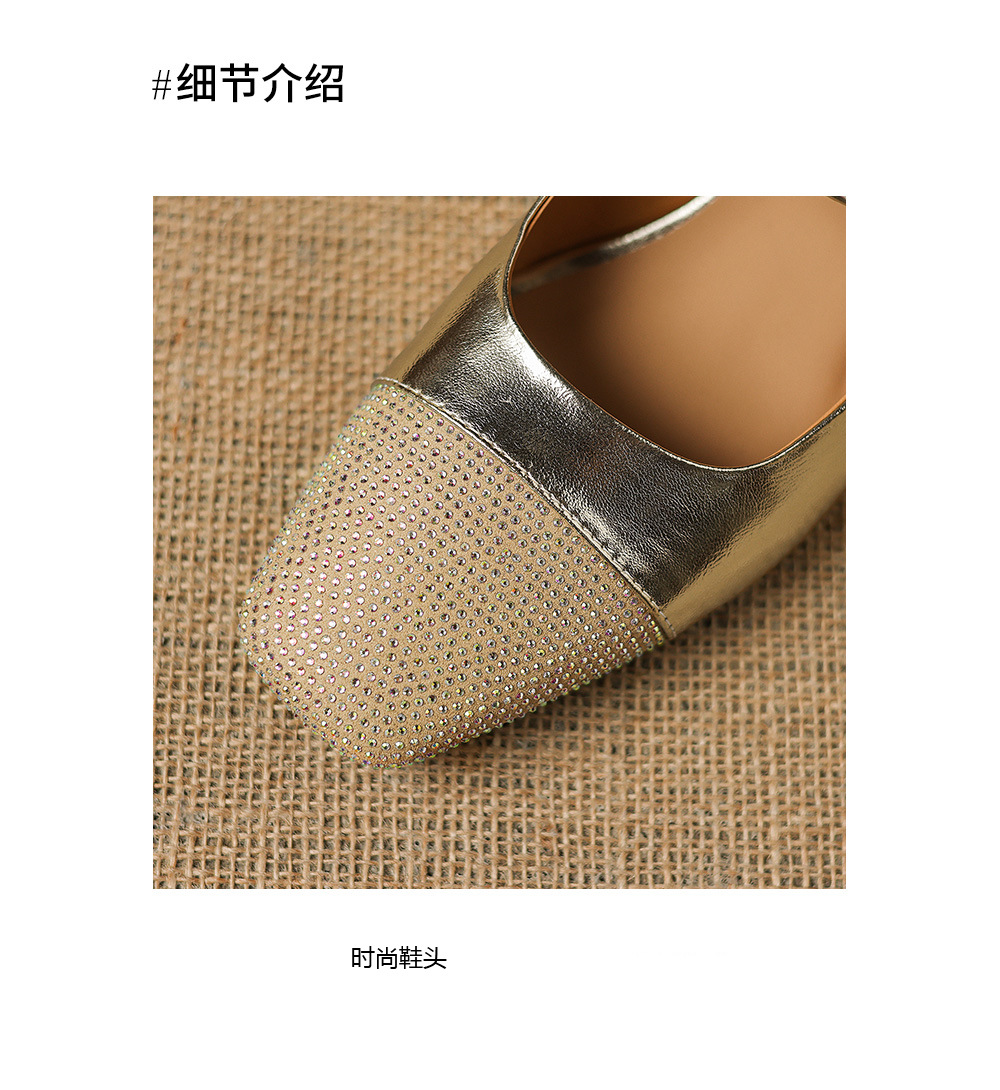 Sandal nữ mũi vuông bít mũi hở gót, gót 5 cm, phong cách tiểu hương — màu vàng chi tiết 16