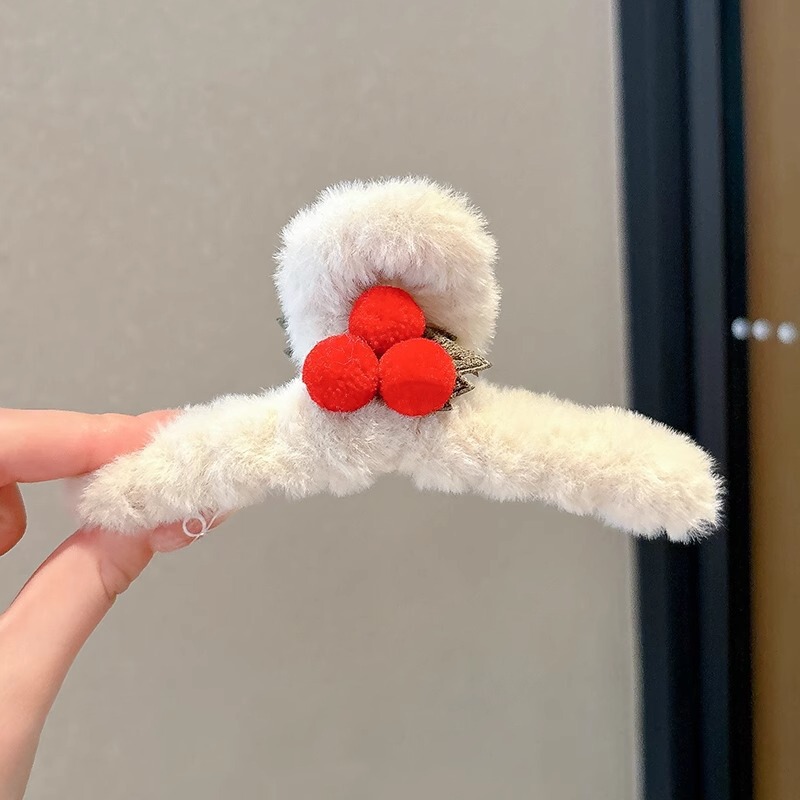 可爱毛绒小熊发量多抓夹女韩版百搭大号鲨鱼夹后脑勺盘发发夹头饰|undefined