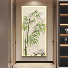 LEDライト付き絵画、玄関ホール装飾絵画、竹廊下通路吊り絵画、シンプルモダンな竹の平和壁画