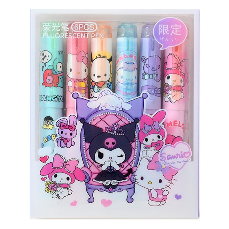 Limitada nueva Sanrio pluma destacada de dibujos animados lindo coolo mano cuenta pluma estudiante clave de gran capacidad pluma destacada