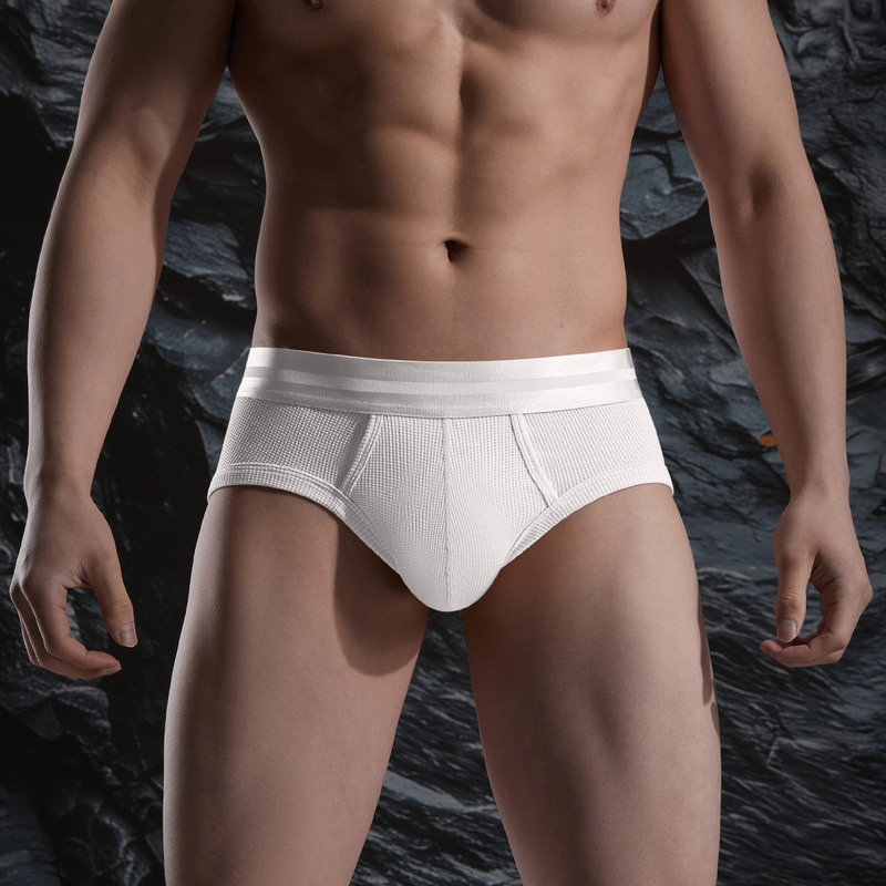 Cross-Border Direct Supply of Waffle Cotton Underwear with Independent Large Pouch, Soft and Breathable Side Opening Briefs, Sexy Underwear Cross-Border Direct Supply of Waffle Cotton Underwear with Independent Large Pouch, Soft and Breathable Side Opening Briefs, Sexy Underwear