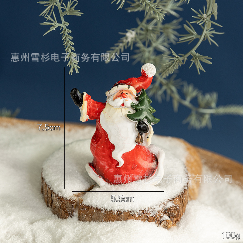 圣诞节树脂摆件装饰品复古铃铛雪人桌面包袱老人橱窗造景家居装饰|undefined