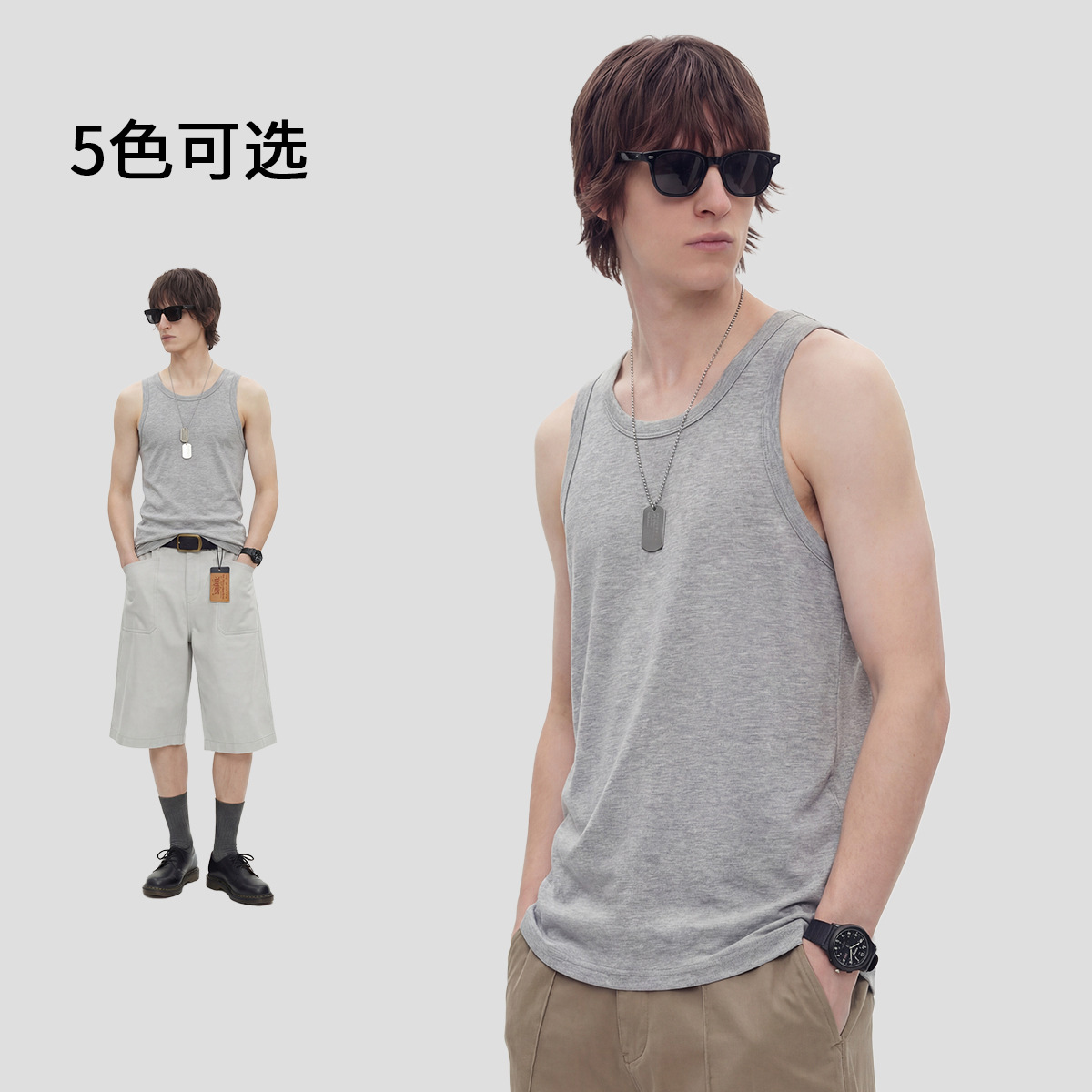 Camiseta sin Mangas Deportiva para Hombre Poliéster Resistente al Desgaste para Ocio