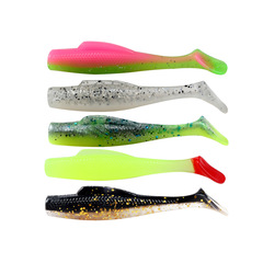 TPR Double Color T Tail Lure Soft Bait 5.5CM 1.6G 6PCS Fishing Bait 