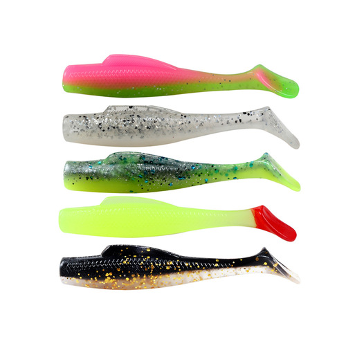 TPR Double Color T Tail Lure Soft Bait 5.5CM 1.6G 6PCS Fishing Bait