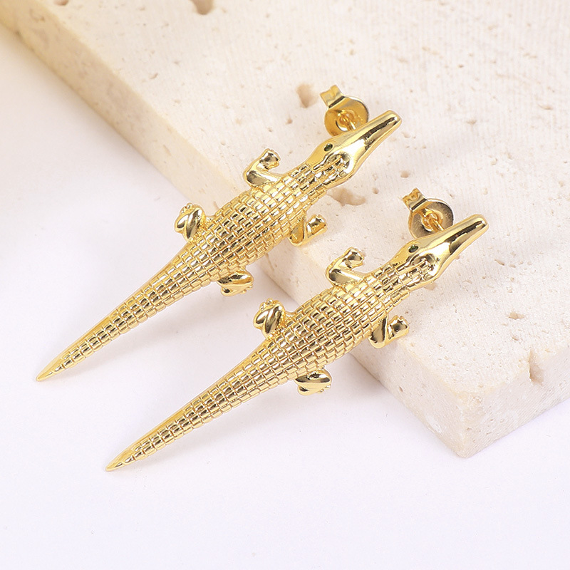 1 Pair IG Style Simple Style Animal Inlay Copper Zircon 18K Gold Plated Ear Studs display picture 5