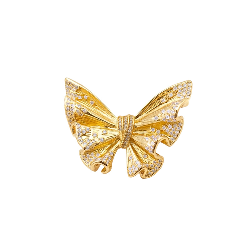 18k oro real galvanizado oro mariposa broche nicho de alto nivel estilo de corte delicada ropa de lujo ligera al por mayor
