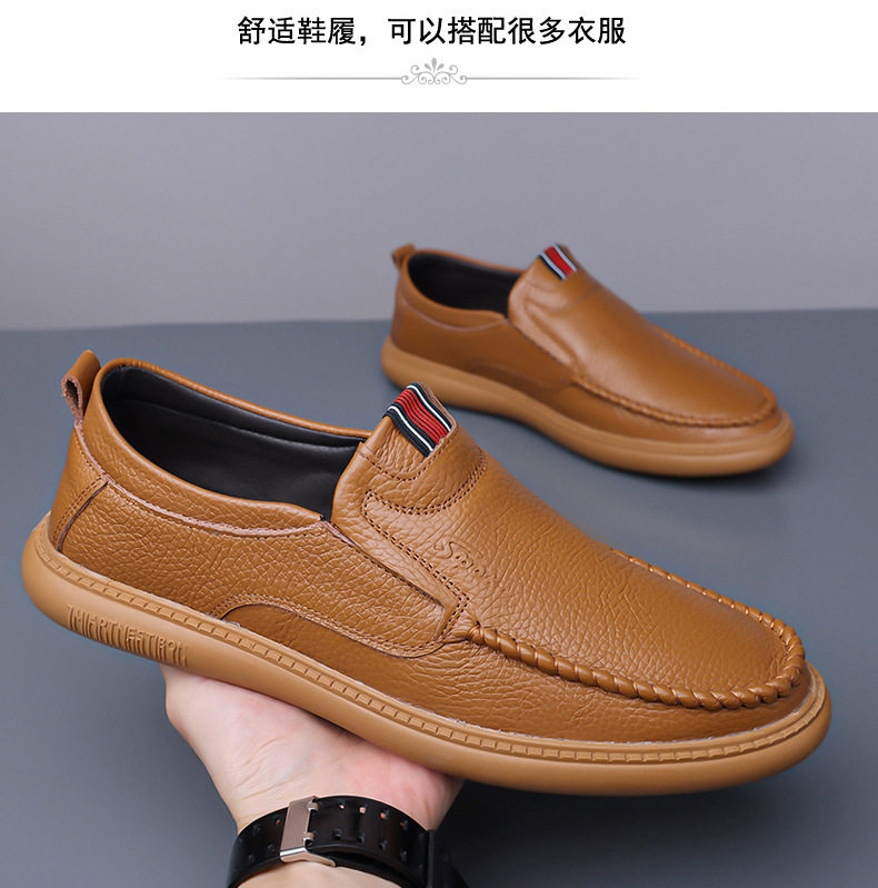 Giày lười nam da bò thật mềm đế bằng kiểu dáng đơn giản — quần kaki, trắng, đen chi tiết 13