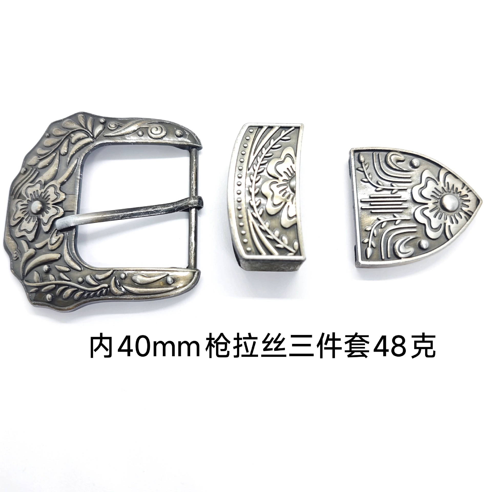 Ethnic retro metal belt, buckle, set, European style, 3 piece set