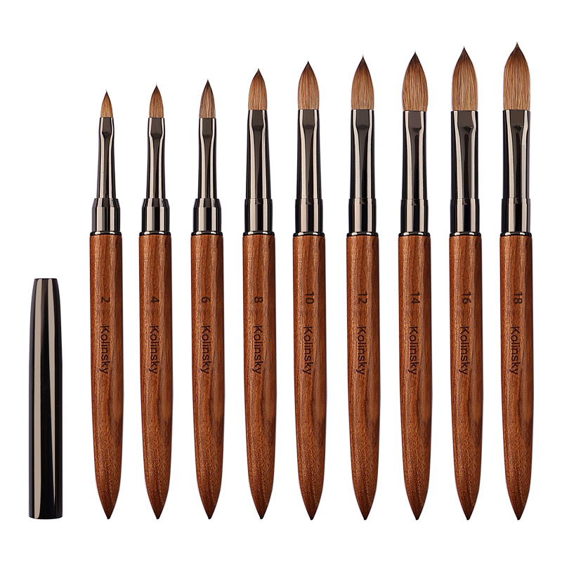 Amazon sándalo de visón de uñas de arte pluma de cristal Kolinsky extensión del arte del clavo de cristal cepillo de talla personalización