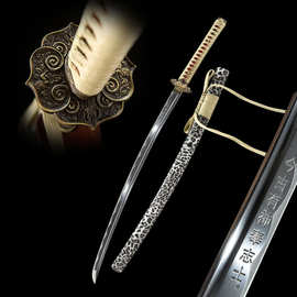 外贸批发龙泉手工日本刀居合豹纹东洋打刀一体长刀katana未开刃