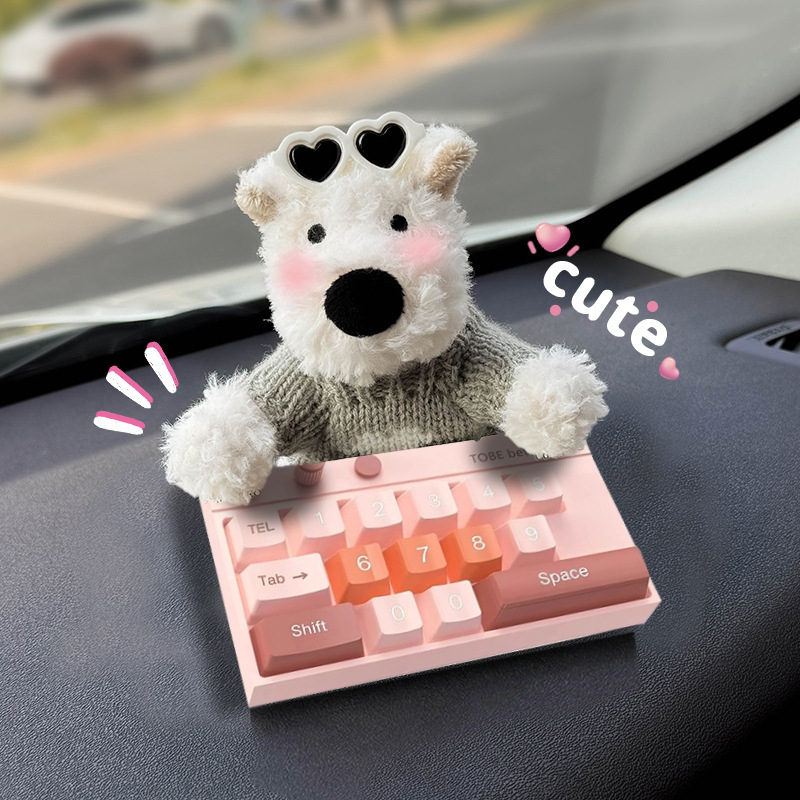 Tarjeta de estacionamiento temporal del automóvil lindo West Highland Puppy Keyboard Teléfono del automóvil Número de matrícula Decoración del automóvil Mover el automóvil