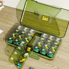 Medicine box for a week, seven days on-the-go reminder pill divider for the elderly, daily three meals, medicine, drugs, portable storage and dividing box