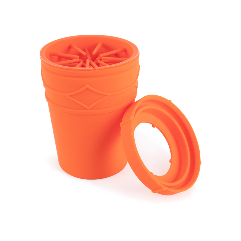 定制橙色款宠物清洁器 硅胶狗用品 护理道具 硅胶狗爪清洗杯
