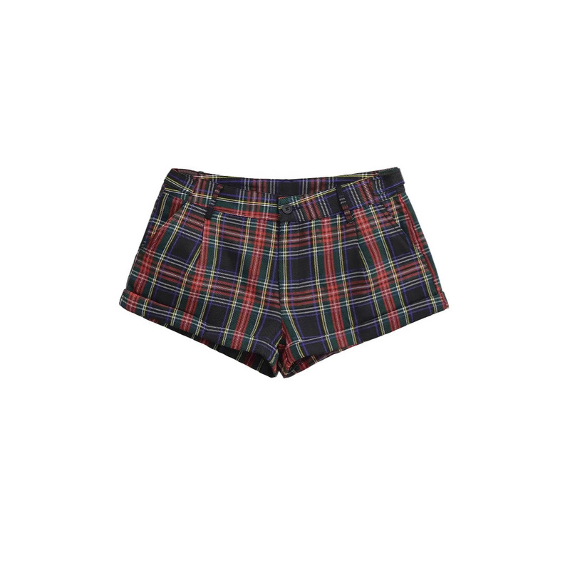 American College Style Plaid Shorts for Women 2025 Summer New American Retro Low-Waist Hot Girl Slimming Hot Pants