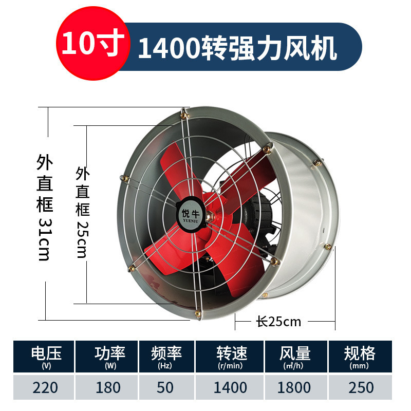 ventilador de escape industrial ventilador de escape de alta velocidad tubería fuerte ventana de cocina circular ventilador de escape de flujo axial de humo image 6