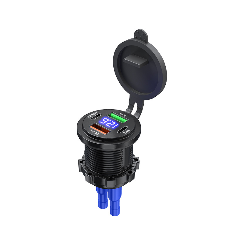 Electric Vehicle Motorcycle Digital Display Modified Car Charger Pd+Qc3.0 Fast Charging Type-C Mobile Phone Car Charger