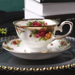 イギリス式レトロコーヒーカップ皿唐山骨磁器コーヒーカップヨーロッパ式描金午後茶コーヒーカップセット