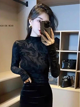 网红炸街套装女春装半高领丝绒打底衫上衣半身裙小香风显瘦两件套