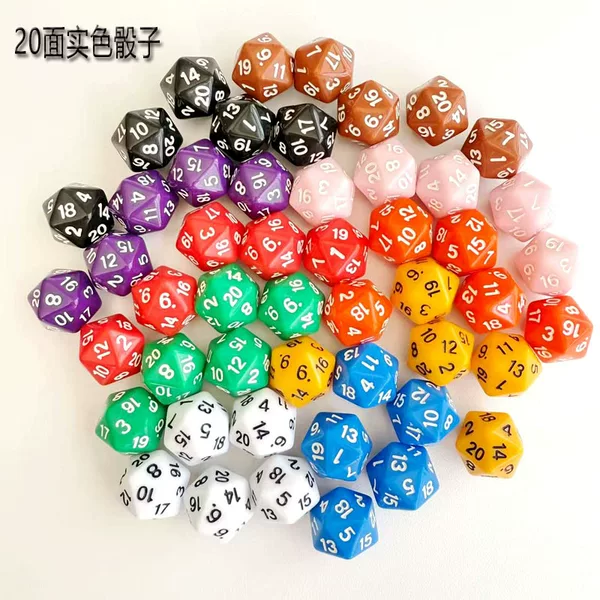 20-Sided Solid Color Dice Acrylic Dice Rounded Corner Colorful Dice Game Accessories Dice Jewelry Pendant Dice