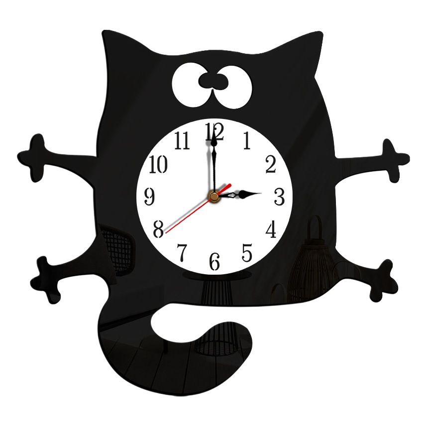 Reloj de pared silencioso con dibujos de gatos para niños, decoración del hogar, reloj artístico, reloj informal creativo, envío directo