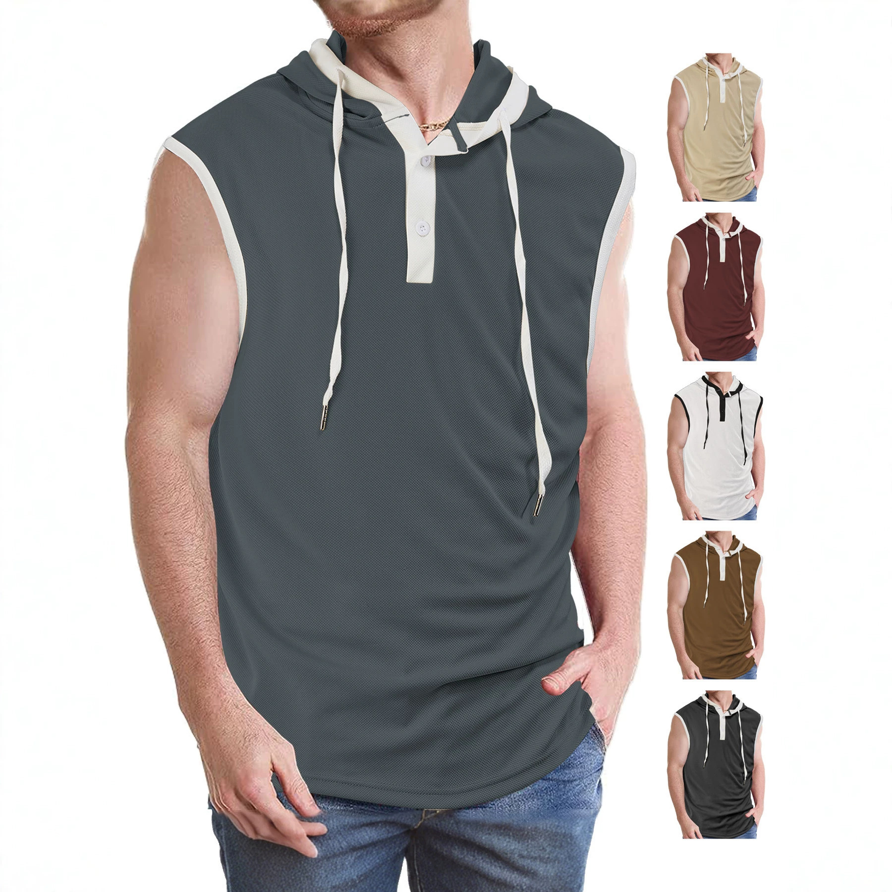 Verano transfronterizo nuevo polo comercio exterior transfronterizo Europa y América muscular acondicionamiento físico rápido secado transpirable hombre chaleco de hombro para hombre