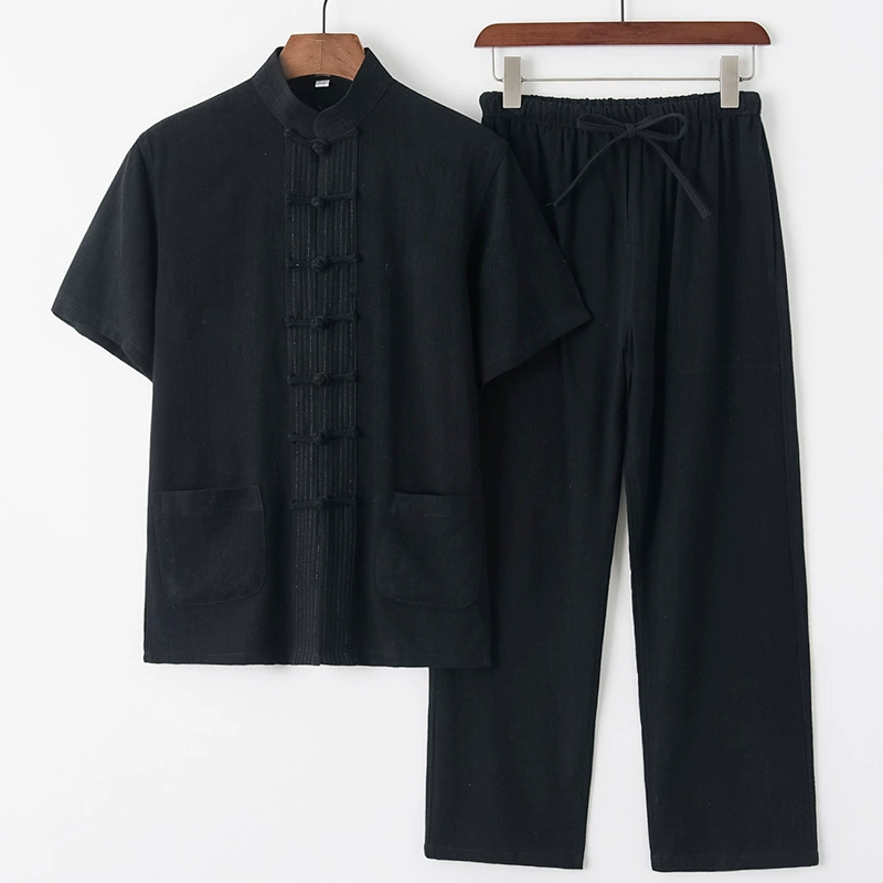 Summer retro set, Hanfu for elderly, with short sleeve, Chinese style