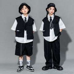 女の子のヒップホップのスーツのジャズダンスのショーの臍のhiphopの子供の街のダンスの男の子のシャツのダンスのショーのファッション