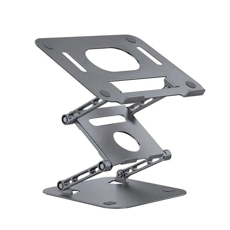ng2510227 Aluminum Alloy Foldable Standing Adjustable Office Computer Stand, Cooling Three-layer Laptop Riser, Dual-screen_voghion.com