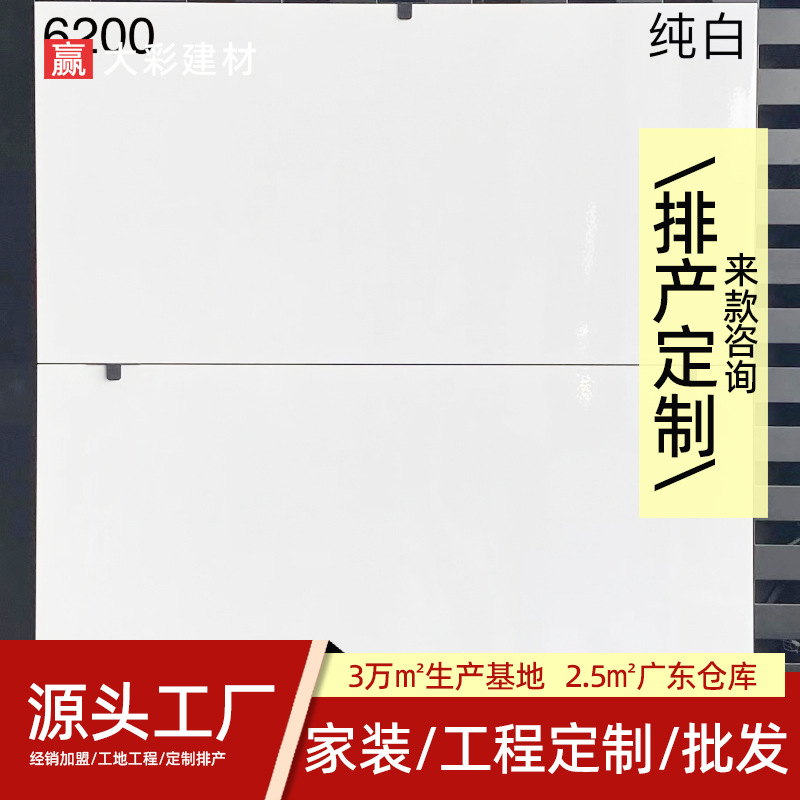 定制纯白亮光厨卫砖哑光纯黑色300x600墙砖瓷砖厨房卫生间砖釉面