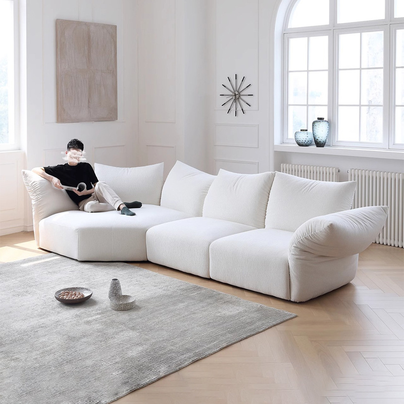 Cream viento pétalos arena moderna minimalista creativo módulo de forma especial sofá de esquina tela sofá villa gran piso plano