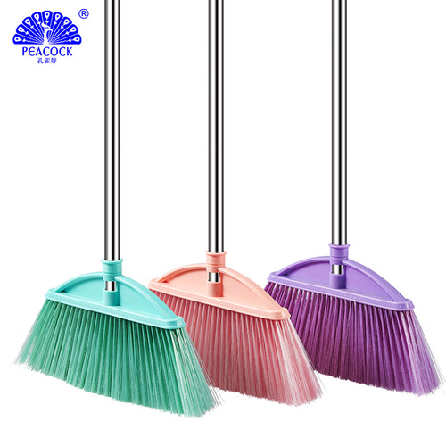 Peacock household soft broom stainless steel enlarged broom garbage shovel broom plastic broom set wholesale