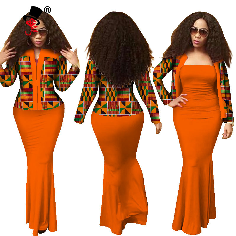 跨境货源非洲民族印花连衣裙包臀长裙套装吊带裙一件代发