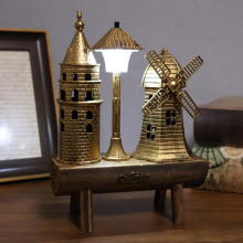 创意仿古土耳其少女路灯装饰摆件学生礼品风车变色小夜灯摆件