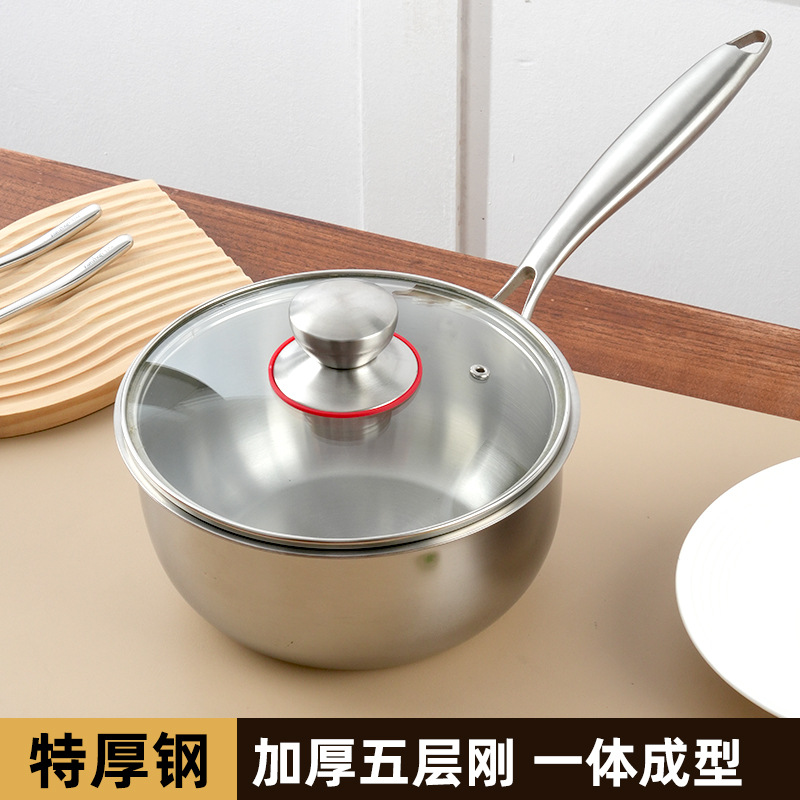 316 olla de leche de acero inoxidable de grado alimenticio sin recubrimiento grueso olla pequeña olla japonesa cocina de fideos de espuma sopa de fideos