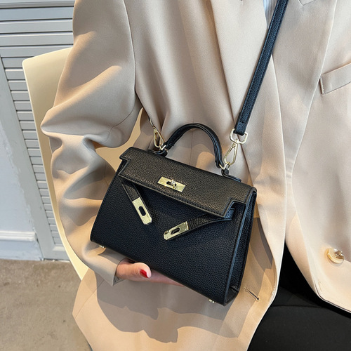 Summer Internet Celebrity Fashion Simple Birkin Bag Women's Bag  New Lock Handle Handle High Quality Single Shoulder Crossbody Bag