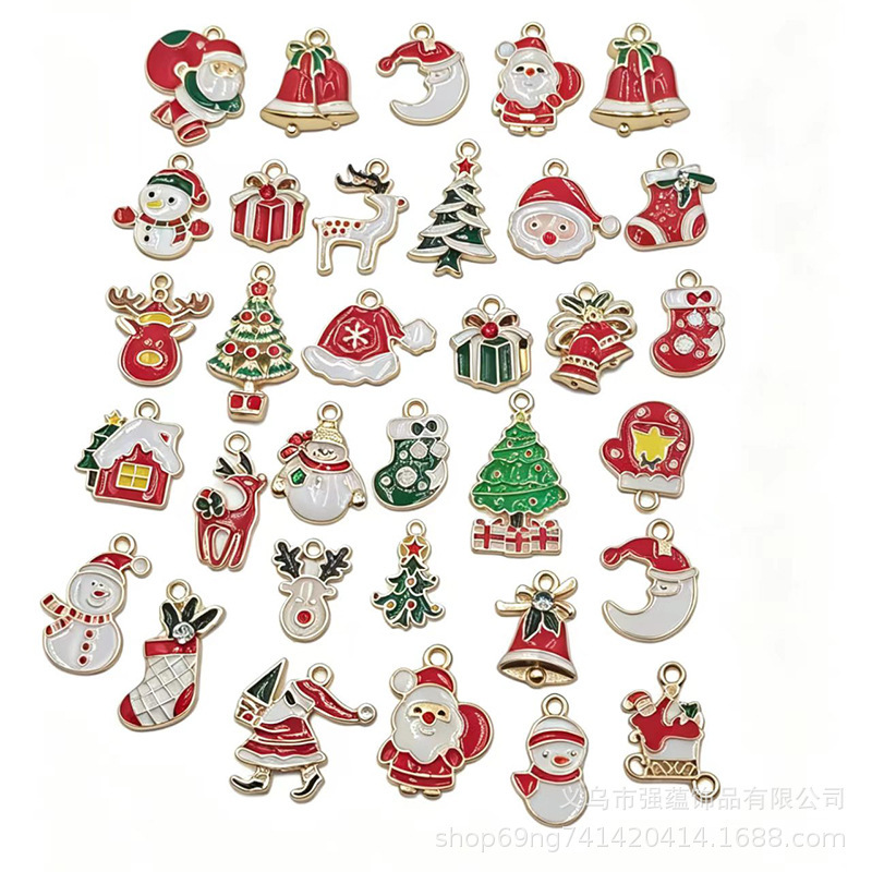 Cross-Border Supply Christmas Enamel Alloy Small Pendants DIY Jewelry Accessories Santa Claus Christmas Tree Bells Cross-Border Supply Christmas Enamel Alloy Small Pendants DIY Jewelry Accessories Santa Claus Christmas Tree Bells