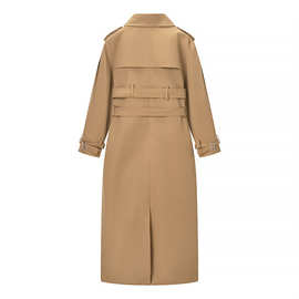 2025秋季新款欧美风女装时尚气质优雅双排扣长款双腰带风衣