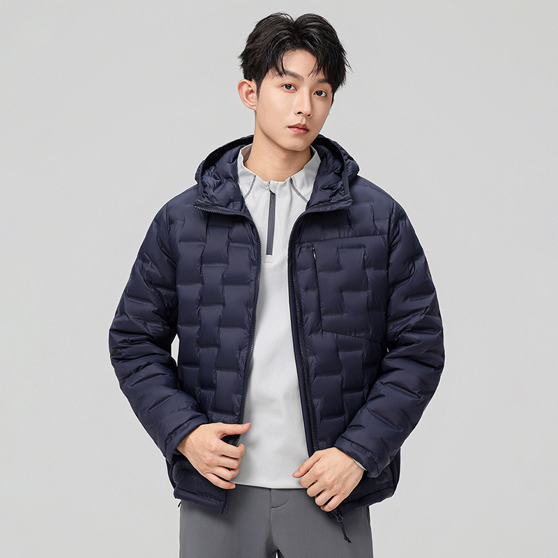 2025 nueva chaqueta de pluma de cuello vertical para mujeres invierno 90 vello a prueba de viento caliente delgado y ligero abrigo de pluma para hombres