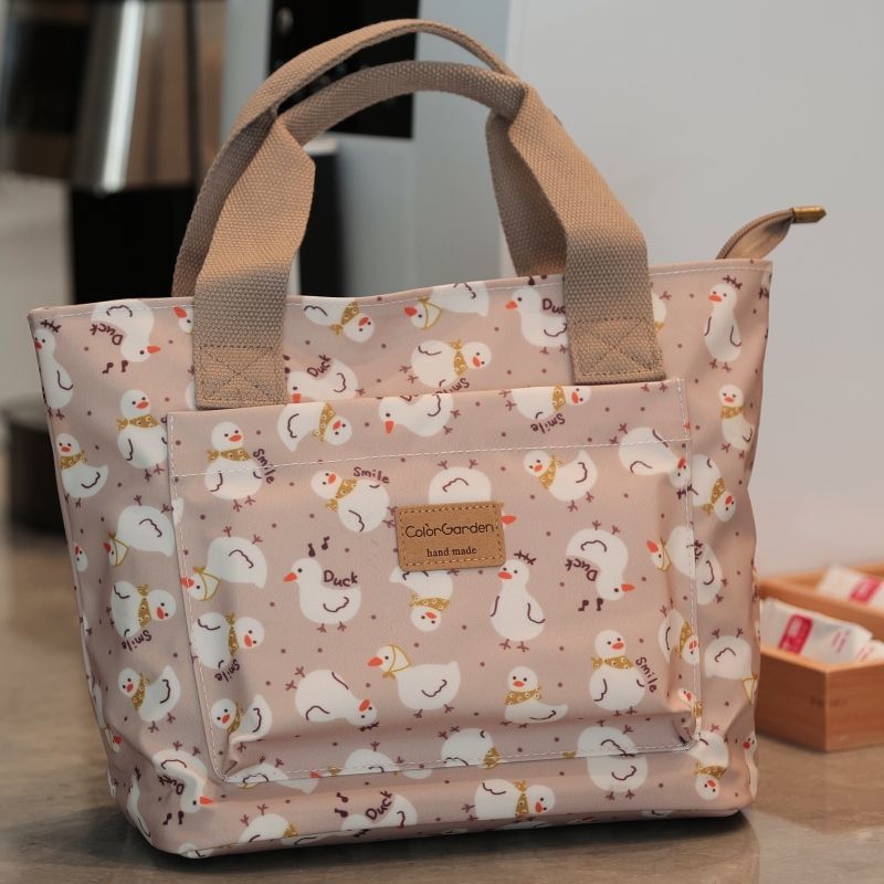 M0B Waterproof Handbag Japanese Style Cute Cartoon Handbag Lunch Box Zipper Mommy Lunch Student Lunch Bag