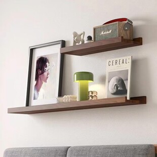 Wall Storage Rack Solid Wood One-word Partition Non-perforated Laminar Bookshelf Decorative Display Rack Multi-layer Wood Storage