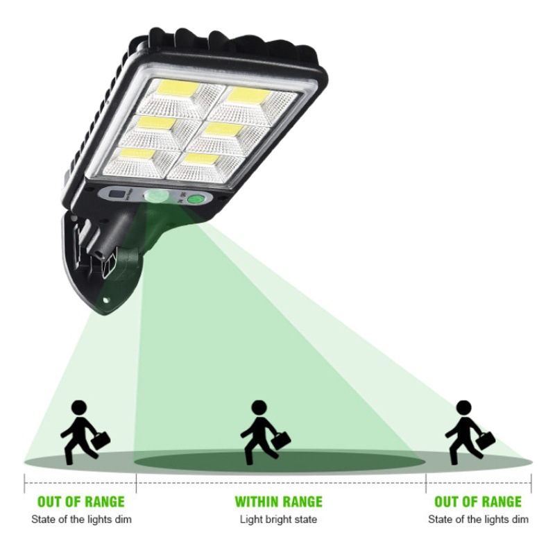 Lámpara solar LED de aluminio para exterior, con sensor de movimiento y control remoto, impermeable, ideal para jardín o patio